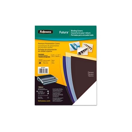 Fellowes FUTURA PRESENTATION BINDING SYSTEM COVERS, 11 X 8-1/2, OPAQUE BLACK, 25PK 5224901